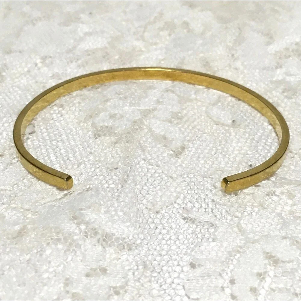 Inspirational Christian Quote Cuff Bracelet Thin Gold Tone Elegant Minimalist